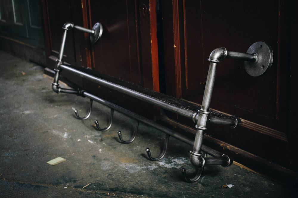 Industrial Pipe Work Coat Rack with 5 Hooks & a Shelf OUT OF STOCK