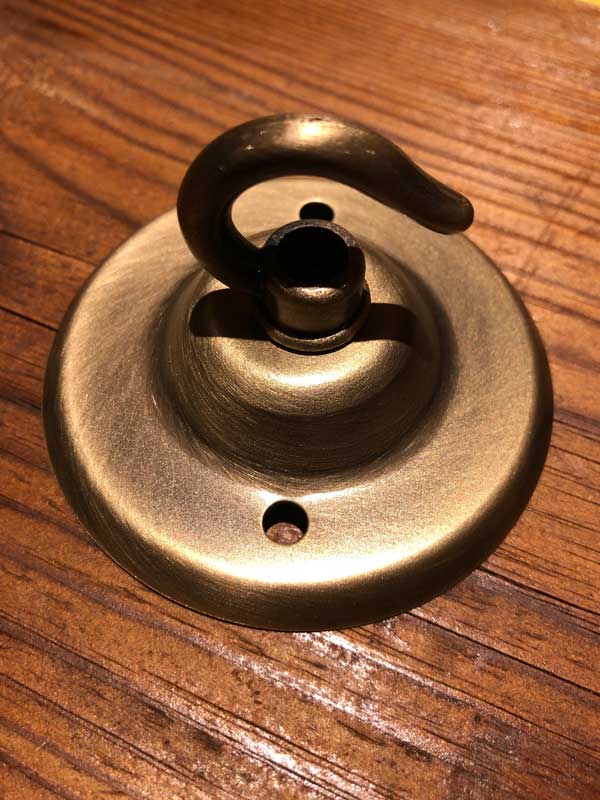 Standard faux brass ceiling hook